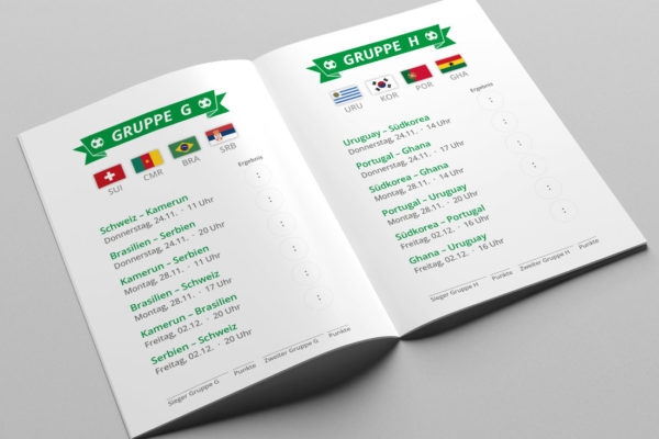 WM Spielplan 2022 zum Falten Flag Vorrunde grün
