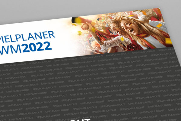 Wandposter Spielplaner WM 2022 Motiv Fans blau Detail